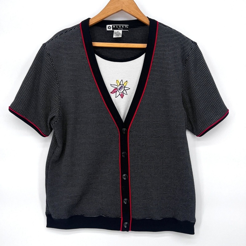 Blast Retro Y2K Layered 80s Sweater‎ Preppy Textured Size MP